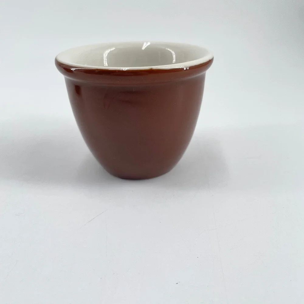 Hall China Vintage Custard Cups Ramekins Set of 4 Green Brown USA Stoneware